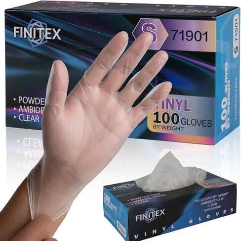 FINITEX Clear Vinyl Gloves Disposable Gloves Food Safe Latex-Free Food Prep Exam Gloves Box of 100/1000 in Kuwait