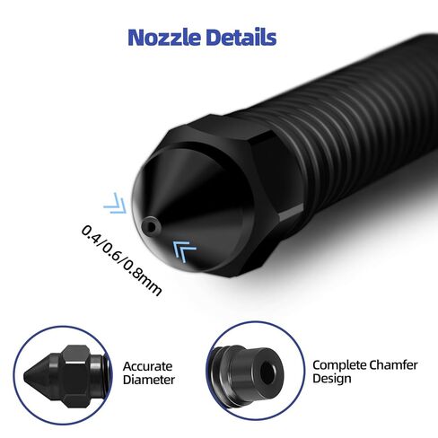 طقم مجموعة فوهات الكربون Centauri 2 قطعة 0.4 مم 2 قطعة 0.6 مم 1 قطعة 0.8 مم فوهات فولاذية صلبة طارد فوهة Hotend لـ Elegoo Centauri Carbon، Centauri Carbon 2، CC 2 in Kuwait