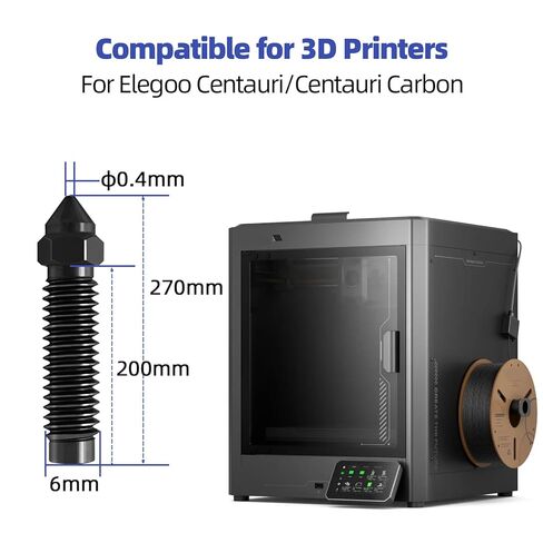 طقم مجموعة فوهات الكربون Centauri 2 قطعة 0.4 مم 2 قطعة 0.6 مم 1 قطعة 0.8 مم فوهات فولاذية صلبة طارد فوهة Hotend لـ Elegoo Centauri Carbon، Centauri Carbon 2، CC 2 in Kuwait