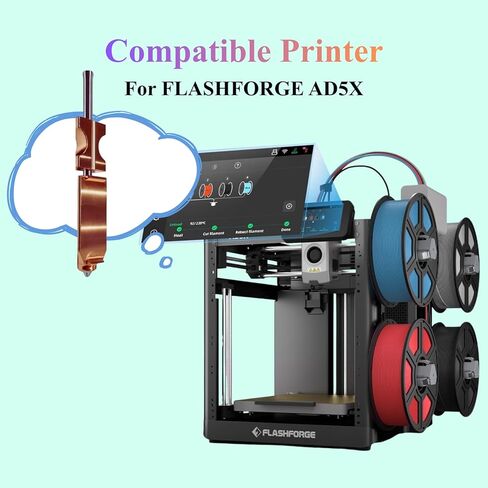 for Flashforge AD5X Nozzles AD5X Nozzle Hardened for Flashforge AD5X 0.4mm Nozzle for Flashforge AD5X Accessories Quick Detachable Nozzle High Flow,2X Silicone Caps and 2X Nozzle Brushes,0.25MM+0.4MM in Kuwait