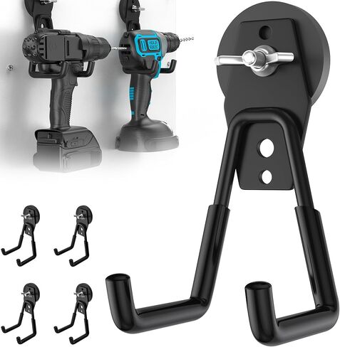 4 عبوات كبيرة من السنانير المغناطيسية القوية شديدة التحمل للمرآب وخطاطيف مغناطيسية كبيرة قوة إضافية وشماعة تخزين مغناطيسية مع طلاء مضاد للانزلاق للحديقة في الأماكن المغلقة وأدوات التعليق باللون الأسود in Kuwait