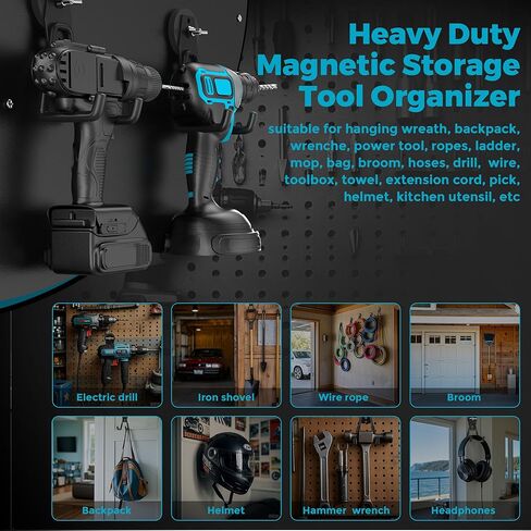 4 عبوات كبيرة من السنانير المغناطيسية القوية شديدة التحمل للمرآب وخطاطيف مغناطيسية كبيرة قوة إضافية وشماعة تخزين مغناطيسية مع طلاء مضاد للانزلاق للحديقة في الأماكن المغلقة وأدوات التعليق باللون الأسود in Kuwait