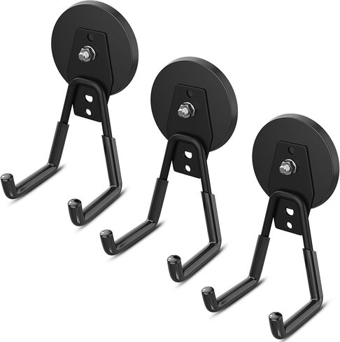 4 عبوات كبيرة من السنانير المغناطيسية القوية شديدة التحمل للمرآب وخطاطيف مغناطيسية كبيرة قوة إضافية وشماعة تخزين مغناطيسية مع طلاء مضاد للانزلاق للحديقة في الأماكن المغلقة وأدوات التعليق باللون الأسود in Kuwait