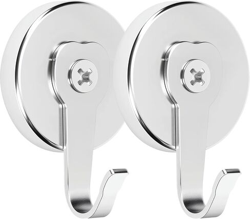 Neosmuk Magnetic Wreath Hanger,170 lb Heavy Duty Magnet Hook,Steel-Tube Base,No-Drill Door Wreath Hanger for Metal Doors/Walls, Cruise Cabin Door Hook,Silver,2 Pack in Saudi Arabia