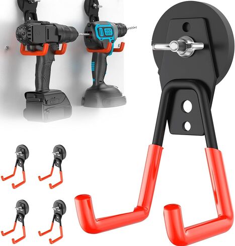 4 عبوات كبيرة من السنانير المغناطيسية القوية شديدة التحمل للمرآب وخطاطيف مغناطيسية كبيرة قوة إضافية وشماعة تخزين مغناطيسية مع طلاء مضاد للانزلاق للحديقة في الأماكن المغلقة وأدوات التعليق باللون الأسود in Kuwait