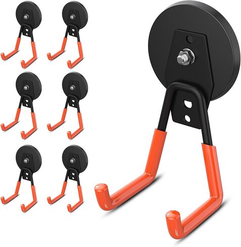 4 عبوات كبيرة من السنانير المغناطيسية القوية شديدة التحمل للمرآب وخطاطيف مغناطيسية كبيرة قوة إضافية وشماعة تخزين مغناطيسية مع طلاء مضاد للانزلاق للحديقة في الأماكن المغلقة وأدوات التعليق باللون الأسود in Kuwait