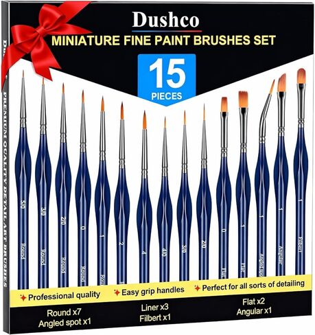 Detail Paint Brushes Set - 15pcs Miniature Paint Brushes, Art Painting for Acrylic Watercolor Gouache Oil & Face Painting, Models, Citadel, Figurine and Paint by Number Kit for Adults in Saudi Arabia