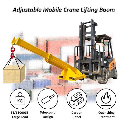 11000LB Forklift Jib Boom Crane, Mobile Crane Lifting Hoist, Max Length 7.8 Feet, Forklift Boom Attachment Towing Handling Equipment, 7.8" x 3.1" Socket Size in Kuwait