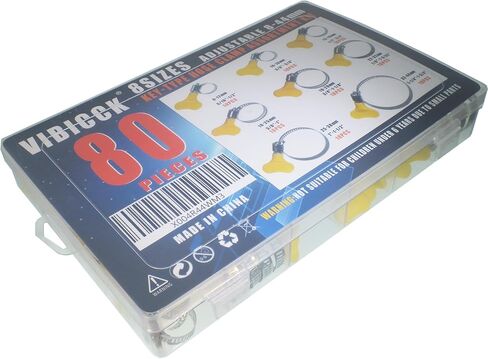 مجموعة متنوعة من مشابك خرطوم الفولاذ المقاوم للصدأ - 80 قطعة، قابلة للتعديل (8-44 مم) مشابك خط الوقود المعدنية للسباكة والسيارات والتطبيقات الميكانيكية مشبك الأنابيب in Kuwait