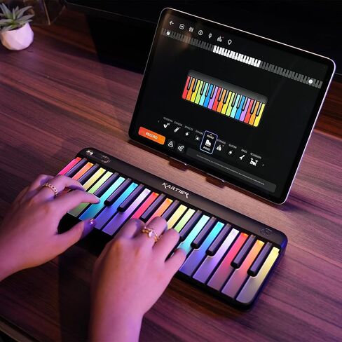 لوحة مفاتيح Kartier Piano MIDI، تتضمن أكثر من 1000 صوت/إعدادات مسبقة مشهورة، ومفاتيح إضاءة LED، واتصال بلوتوث وسلكي، وتطبيق IOS/Android وتطبيق سطح المكتب in Saudi Arabia