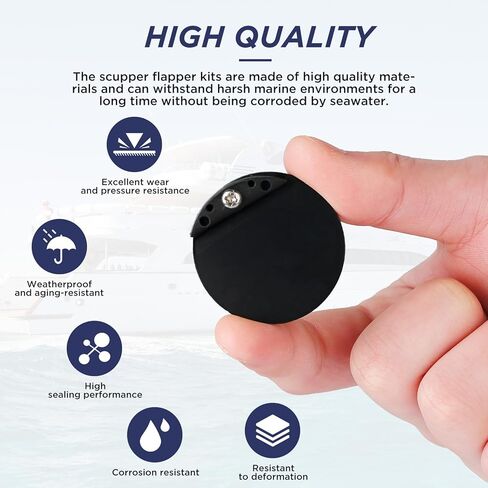 ETZ 4 Pack 1-1/2" Scupper Flapper Replacement Kit Boats Scupper Drain Valves Fit for TH Mar-ine FSRK-3-DP 2" Overboard Boat Scupper for Boats Stainless Steel and Plastic Boat Hull Flapper Repair Kit in Kuwait