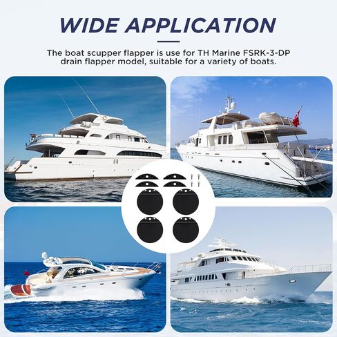 ETZ 4 Pack 1-1/2" Scupper Flapper Replacement Kit Boats Scupper Drain Valves Fit for TH Mar-ine FSRK-3-DP 2" Overboard Boat Scupper for Boats Stainless Steel and Plastic Boat Hull Flapper Repair Kit in Kuwait