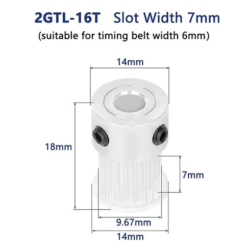 16 أسنان 2GT بكرة توقيت GT2 16T عجلة من سبائك الألومنيوم لعرض الحزام 6/10 مم تتحمل 4-6.35 مم أجزاء طابعة ثلاثية الأبعاد قطعة واحدة (6.35 مم، 7 مم (للحزام 6 مم)) in Kuwait