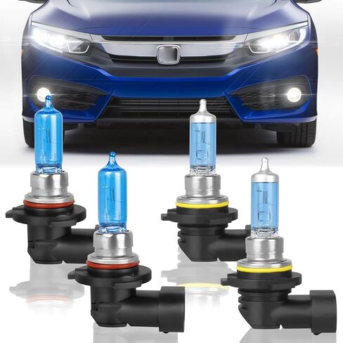 تناسب مصابيح Honda CR-V CRV 2015-2022 مصابيح مصابيح هالوجين عالية الأداء ، 9005 High Beam + H11 Low Beam Beam Plup Pluctip Plbs ، Slock and Play ، Pack of 4 in Kuwait