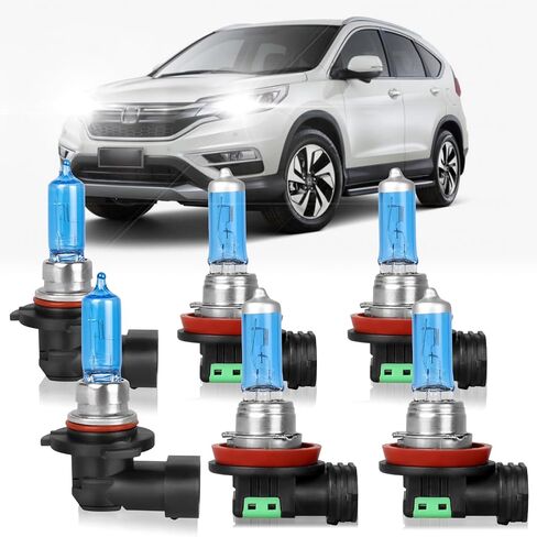 تناسب مصابيح Honda CR-V CRV 2015-2022 مصابيح مصابيح هالوجين عالية الأداء ، 9005 High Beam + H11 Low Beam Beam Plup Pluctip Plbs ، Slock and Play ، Pack of 4 in Kuwait