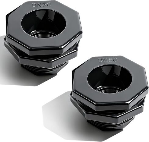 قطعتان من تركيبات الحاجز البلاستيكية مقاس 5 سم (خيوط NPT)، مجموعة موصلات خزان المياه للسباكة شديدة التحمل مع أختام معززة لبراميل المطر وخزانات المياه وأحواض السمك والأحواض وحمامات السباحة in Kuwait