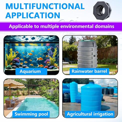 قطعتان من تركيبات الحاجز البلاستيكية مقاس 5 سم (خيوط NPT)، مجموعة موصلات خزان المياه للسباكة شديدة التحمل مع أختام معززة لبراميل المطر وخزانات المياه وأحواض السمك والأحواض وحمامات السباحة in Kuwait