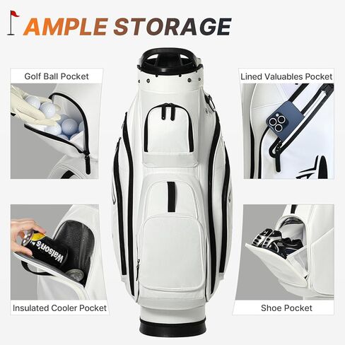 Golf Cart Bag 15 Way Organizer Divider Top Golf Club Bags Lightweight Golf Cart Bags for Men Women with Cooler, Magnetic Pocket and Rain Cover in Saudi Arabia