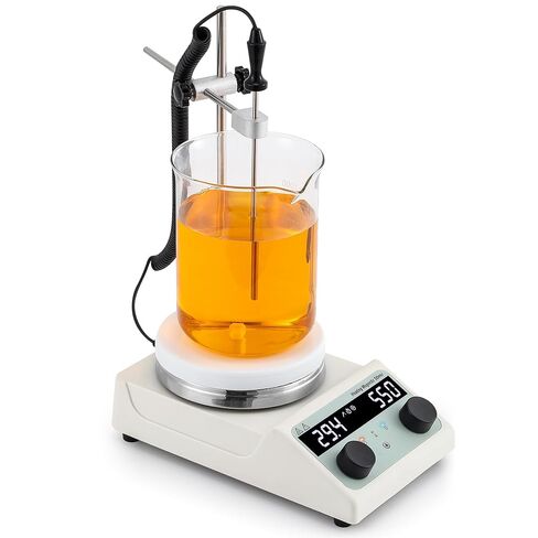 لوح تسخين مغناطيسي 3 لتر من باوشيشان مع مؤقت وتحكم في درجة الحرارة، 300 درجة مئوية / 572 درجة فهرنهايت، لوح مطلي بالسيراميك، 100-1500 دورة في الدقيقة، خلاط معمل مع مسبار، عكس تلقائي، قفل أمان وحامل دعم، 110 فولت in Kuwait