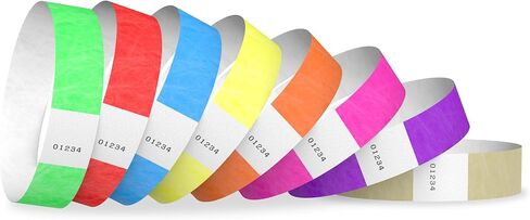 1,600 WristCo Tyvek Wristbands for Events, 10-Color Variety Pack – Tamper-Proof Design Prevents Reuse – Premium-Grade Bracelets for Hospital & Medical ID, Party, VIP Identification in Kuwait