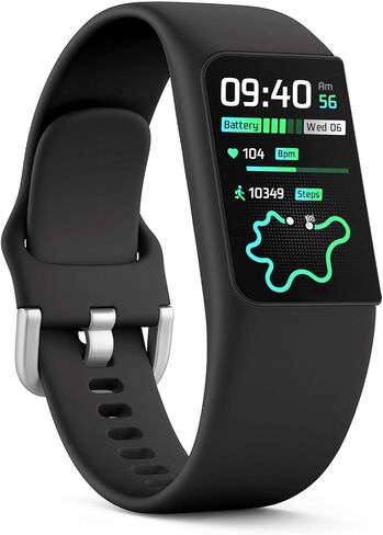 FITVII Slim Fitness Trackers, Fitness Watch with 24/7 Heart Rate, Blood Pressure, Blood Oxygen, Stress Monitor, AMOLED Activity Tracker Step Calorie Counter, IP68 Waterproof Smart Watch for Women Men in Saudi Arabia