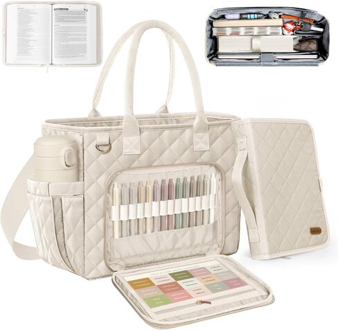 حقيبة الكتاب المقدس الكبيرة مع حالة غلاف الكتاب المقدس للنساء ، وحقيبة الكنيسة مع أربعة أنماط حمل ، وغطاء الكتاب المقدس المبطن لمستلزمات دراسة الكتاب المقدس ، وهدية مسيحية للنساء (حقيبة ＆ فقط) ، الأسود) in Kuwait