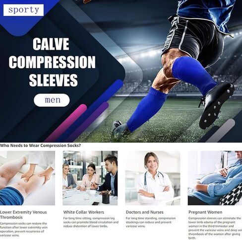 COUVER Leg Compression Sleeves for Unisex Men and Women, Long Knee Sleeve & Calf Leg Sleeve - Footless Leg Support for Sports in Saudi Arabia
