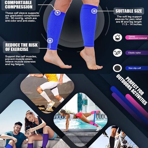 COUVER Leg Compression Sleeves for Unisex Men and Women, Long Knee Sleeve & Calf Leg Sleeve - Footless Leg Support for Sports in Saudi Arabia