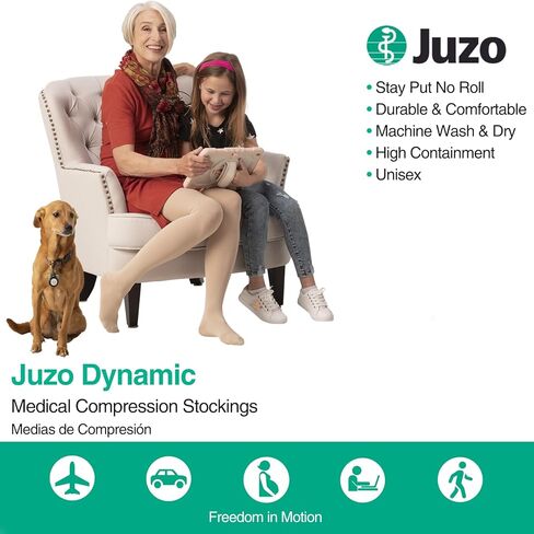 Juzo Dynamic 20-30 mmHg Compression Stockings, Knee High, 3.5 CM Silicone Band, Closed Toe | Compression Socks for Moderate Varicosities & Edema, Post-Op & Sclerotherapy in Kuwait