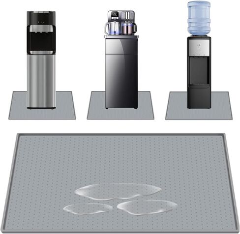 Water Cooler Mat, 24'' x 16'' Non-Slip Water Dispenser Mat with Raised Edge, Waters Cooler Floor Tray for Bedrooms, Kitchens, Offices, Bars, Easy to Clean, Grey in Kuwait