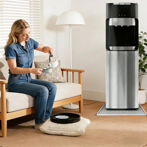 Water Cooler Mat, 24'' x 16'' Non-Slip Water Dispenser Mat with Raised Edge, Waters Cooler Floor Tray for Bedrooms, Kitchens, Offices, Bars, Easy to Clean, Grey in Kuwait