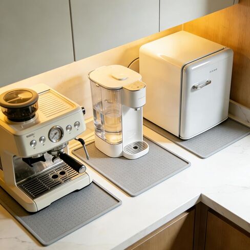 Water Cooler Mat, 24'' x 16'' Non-Slip Water Dispenser Mat with Raised Edge, Waters Cooler Floor Tray for Bedrooms, Kitchens, Offices, Bars, Easy to Clean, Grey in Kuwait