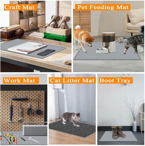 Water Cooler Mat, 24'' x 16'' Non-Slip Water Dispenser Mat with Raised Edge, Waters Cooler Floor Tray for Bedrooms, Kitchens, Offices, Bars, Easy to Clean, Grey in Kuwait