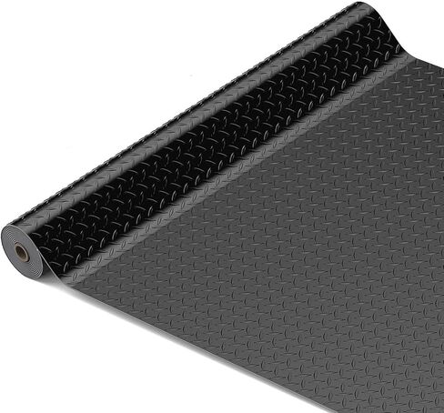 BESEA 4 x 10 FT Garage Floor Mat, Heavy Duty Diamond Plate Rubber Parking Mat – Waterproof, Oil-Resistant, Anti-Slip Flooring Roll for Under Car, Home Garage or Workshop,1/8" Thick in Saudi Arabia