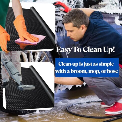 BESEA 4 x 10 FT Garage Floor Mat, Heavy Duty Diamond Plate Rubber Parking Mat – Waterproof, Oil-Resistant, Anti-Slip Flooring Roll for Under Car, Home Garage or Workshop,1/8" Thick in Saudi Arabia
