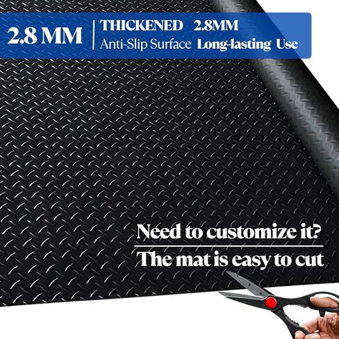 BESEA 4 x 10 FT Garage Floor Mat, Heavy Duty Diamond Plate Rubber Parking Mat – Waterproof, Oil-Resistant, Anti-Slip Flooring Roll for Under Car, Home Garage or Workshop,1/8" Thick in Saudi Arabia