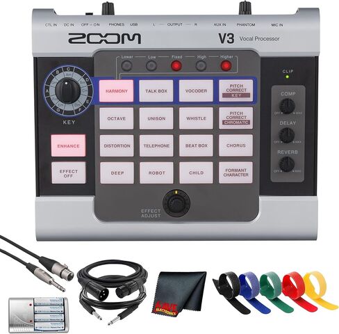معالج صوتي Zoom V3، معالج المؤثرات الصوتية، دواسة المؤثرات الصوتية، تناغم 3 أجزاء، تصحيح درجة الصوت، 16 مؤثرًا من فئة الاستوديو، يعمل بالبطارية، لحزمة البث والتسجيل in Saudi Arabia