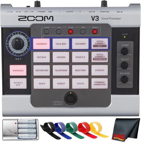 Zoom V3 Vocal Processor with Harmony, Pitch Correction, Reverb & Delay, USB Audio Interface & XLR Mic Input Bundle in Saudi Arabia