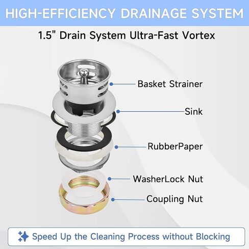 ROCKPOINT Stainless Steel Prep & Utility Sink with 8" Faucet, 1 Compartment Commercial Handmade Sink with 15" D x 15" W x 12" H Bowl for Restaurant,Kitchen,Laundry,Hotel and Home in Kuwait