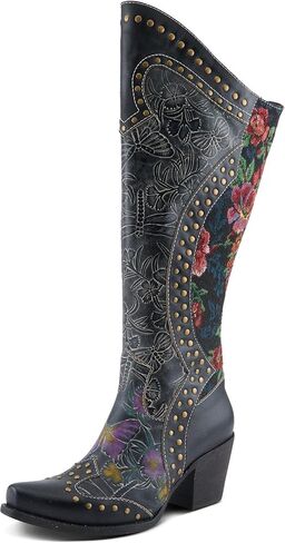 SPRING STEP L'Artiste Mallorie Women's Cowboy Boot - تصميم الأزهار والفراشة باليد ، نابضة بالحياة وأنيقة in Kuwait