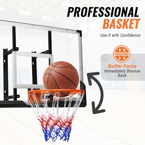 47-Inch Wall Mounted Basketball Hoop, Reinforced Shatter-Proof Backboard Basketball Goal Combo Kit, Wall Mounted Indoor Outdoor Basketball Hoop for Garage Fitness Center Barn Gym in Kuwait
