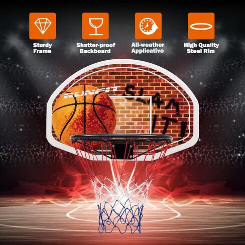 Giantex Basketball Hoop for Door, 29 X 20 Inch Hanging Basketball Board with Net, Indoor Outdoor Wall Mount Basketball Hoop for Kids Adults Teens Family Games Home Office Door in Saudi Arabia