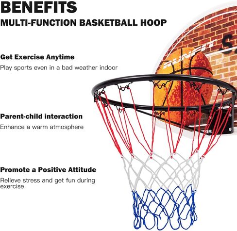 Giantex Basketball Hoop for Door, 29 X 20 Inch Hanging Basketball Board with Net, Indoor Outdoor Wall Mount Basketball Hoop for Kids Adults Teens Family Games Home Office Door in Saudi Arabia