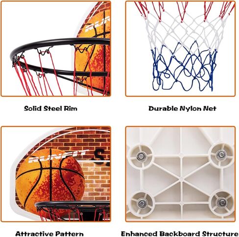 Giantex Basketball Hoop for Door, 29 X 20 Inch Hanging Basketball Board with Net, Indoor Outdoor Wall Mount Basketball Hoop for Kids Adults Teens Family Games Home Office Door in Saudi Arabia