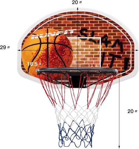 Giantex Basketball Hoop for Door, 29 X 20 Inch Hanging Basketball Board with Net, Indoor Outdoor Wall Mount Basketball Hoop for Kids Adults Teens Family Games Home Office Door in Saudi Arabia