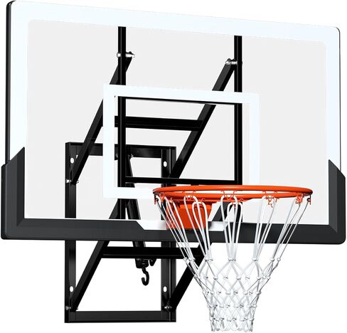 Wall Mounted Basketball Hoop Indoor Outdoor with 52 Inch Shatterproof Backboard, Adjustable Garage Wall Mount Basketball Goal System in Kuwait