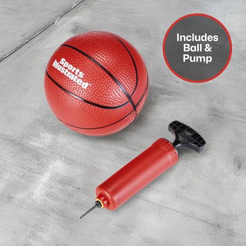 Sports Illustrated - طوق كرة السلة مقاس XL، ارتفاع قابل للتعديل وعداد نتائج تلقائي، مجموعة كاملة مع كرة ومضخة للعب الداخلي والخارجي in Kuwait