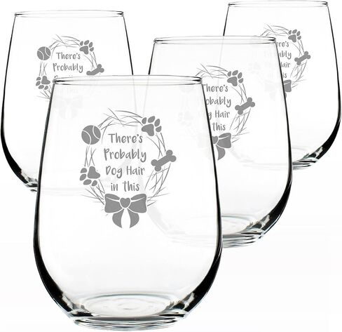 Dog Hair - Stemless Wine Glass - Funny Dog Gifts for Dog Lovers - Large 17 Ounce Glasses in Kuwait