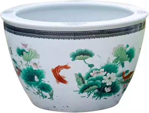 Small Fish Tank Ceramic Lotus Water Lily Basin Indoor Living Room Fish Tank Courtyard Garden breeding Fish Tank Balcony Decoration Fish Tank Kit(63cm) in Saudi Arabia