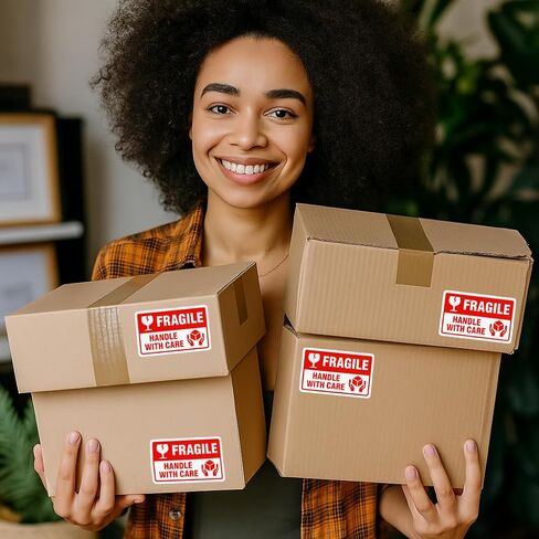 Fragile Stickers 3 x 2 Inch – Waterproof Handle with Care Labels for Shipping and Moving - 500 Strong Adhesive Stickers per Roll in Kuwait